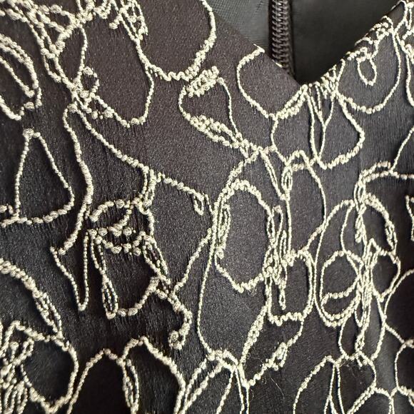 90s DAVID MEISTER Black Satin Floral Embroidered Sweetheart Cocktail Dress 6 - Picture 5 of 5